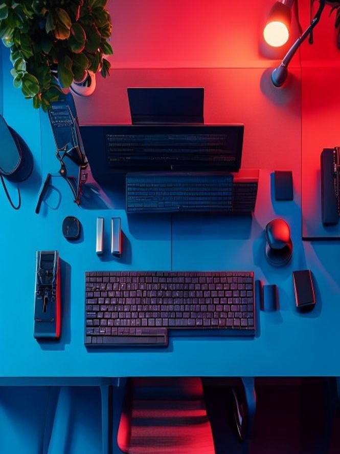 Clean, ergonomic office desk with movement-friendly setup and natural lighting